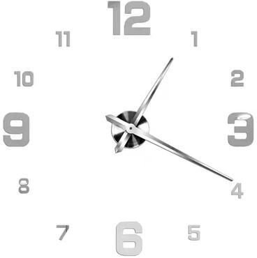 Inspired Living Modern Large Wall Clock With Acrylic Mirror Wall Clock Design For Stylish, Customizable Decor. 063 Silver