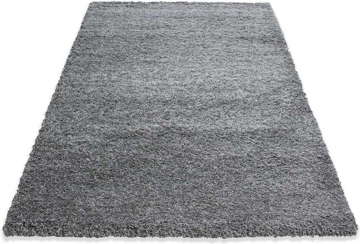 Modern hoogpolig vloerkleed Life - Grijs - 80 x 150 cm