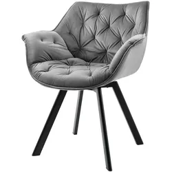 riess-ambiente Stuhl THE DUTCH COMFORT - drehbar grau Samt mit Armlehnen Modern Design Metallbeine