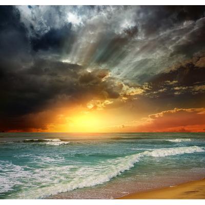 Fototapete PAPERMOON "Folly Beach Sonnenuntergang", bunt, B:2,5m L:1,9m, Vlies, Tapeten