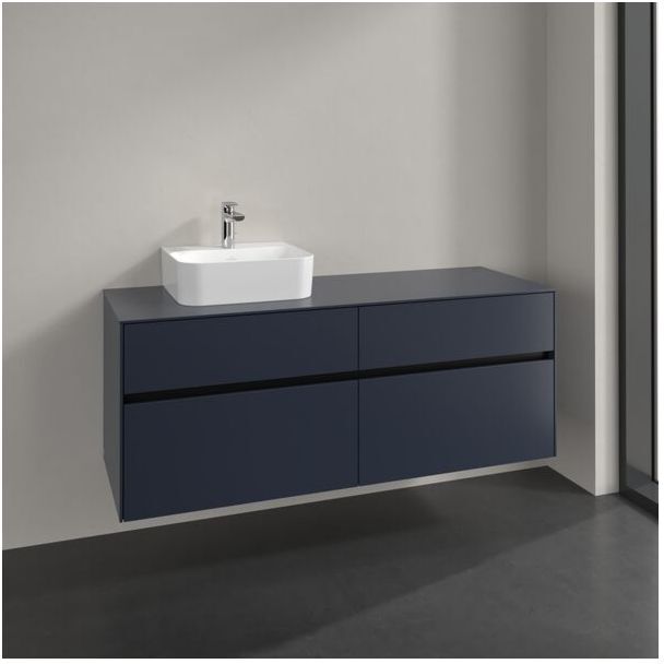 Villeroy und Boch Collaro Waschtischunterschrank C101B0VQ 140x54,8x50cm, Waschtisch links, LED-Beleuchtung 10,4W, marine blue