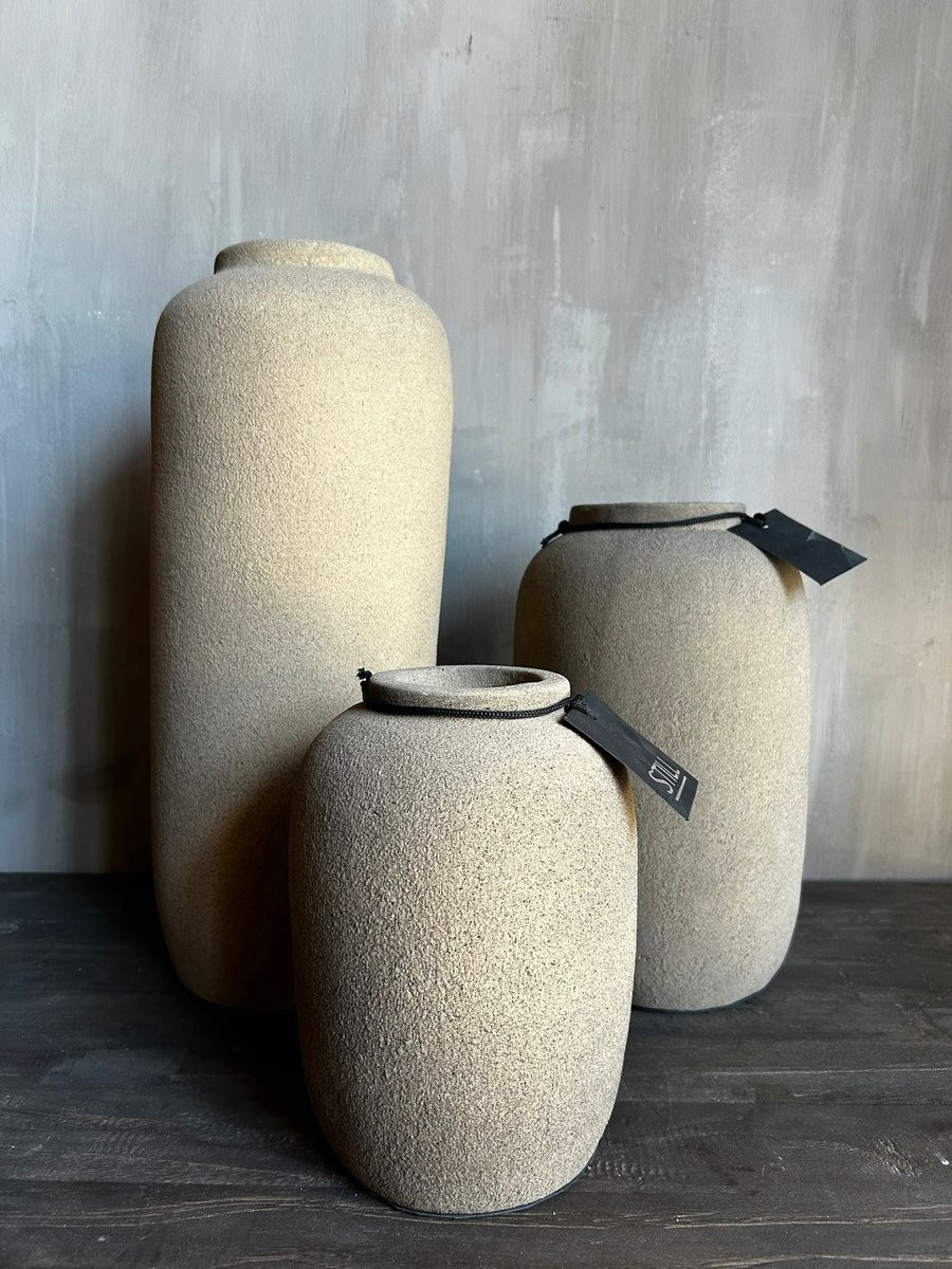STILL Aardewerk Flesvaas Laag Model Latte Hoogte: 20 cm