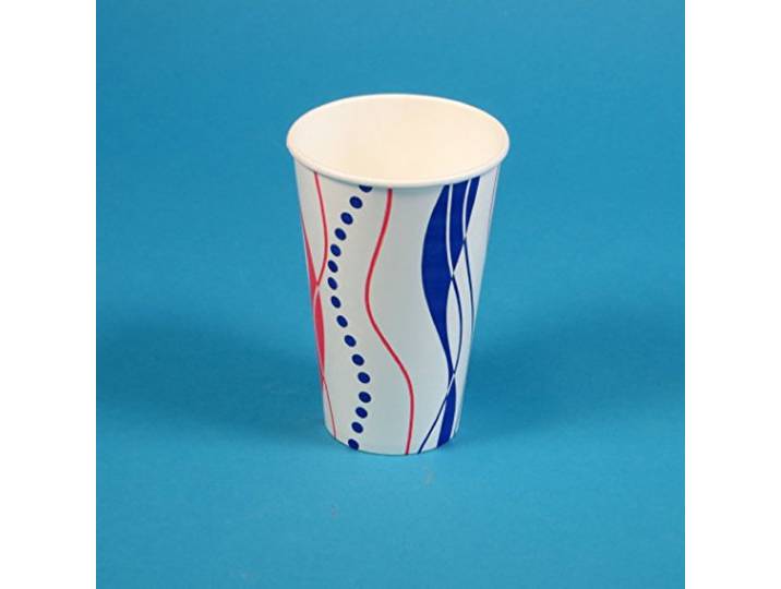 2500 Pappbecher Papptrinkbecher Trinkbecher Colabecher Kaltgetränkebecher Ausschankbecher 0,2l 200ml, Retro blau weiß rot, mit Eichstrich, PE Beschichtet, lebensmittelecht, Qualität Made in Germany