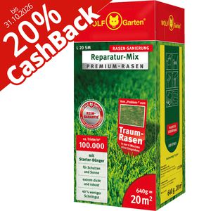 Wolf-Garten Rasensamen L 20 SM Reparatur-Mix, 20% Cashback, 0,64kg für bis zu 20m², Reparatur,schnellkeimend