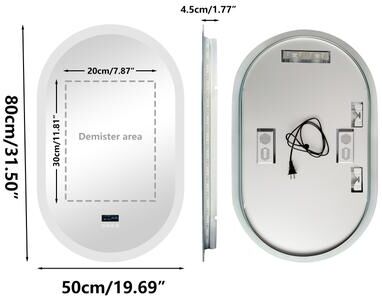 Discount Dollar Deals LED Lighted Bluetooth Bathroom Mirror, Backlit Dimming Vanity Mirror, Time And Date Display, Anti Fog Function small aluminum