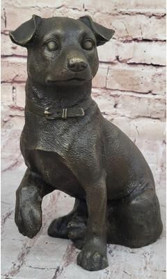 Bronzhaus Handmade Bronze Jack Russell Terrier Puppy Dog Figurine Sculpture Signed Art Decor