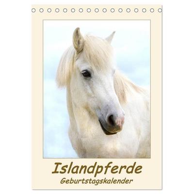 Islandpferde Geburtstagskalender (Tischkalender 2027 DIN A5 hoch), CALVENDO Monatskalender