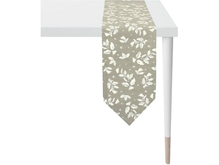 Tischband APELT 3625 Christmas Elegance, Jacquardgewebe, Weihnachtsdeko, Weihnachten , grau (taupe, silberfarben), B:24cm L:175cm, Polyester, Viskose, Tischdecken, Tischband, mit glänzenden Fäden