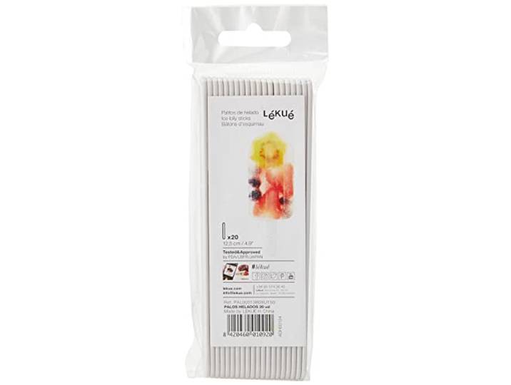 Lékué Lot de 20 Bâtonnets pour Glace 95 ml Plastique\,12cm