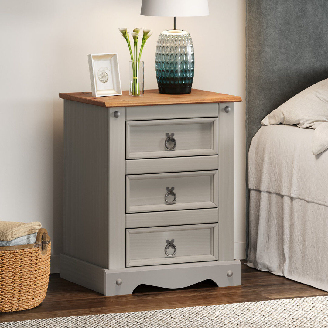 Brambly Cottage Palmea 53 cm W Bedside Table Grey 67cm H X 53cm W X 39cm D