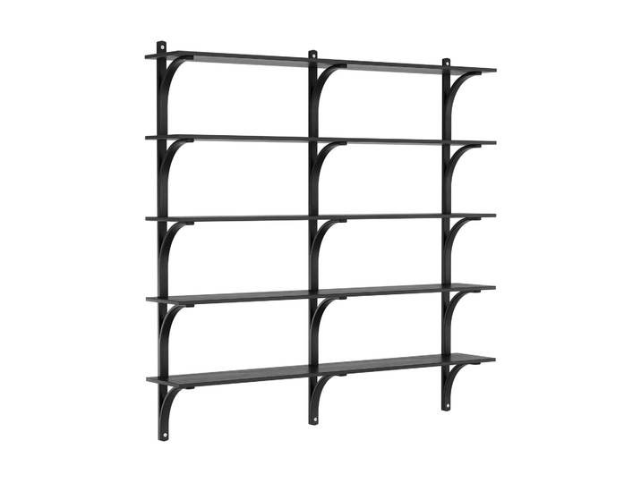 Swedese Levi Regal 5 Fachboden Schwarz lasiertes Esche-Aluminium, 180 cm