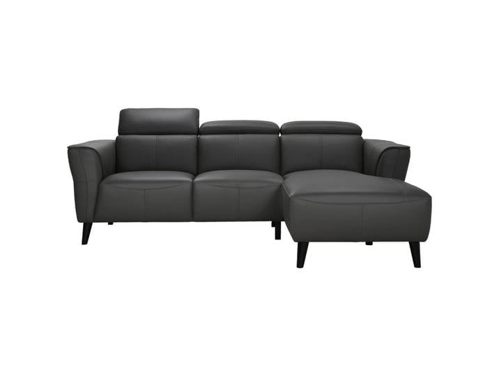 P & B Ecksofa, Grau, Echtleder, Büffelleder, 223x173 cm, Wohnzimmer, Sofas & Couches, Sofas, Ledersofas