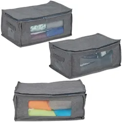 Relaxdays Aufbewahrungstasche 3er Set Grau