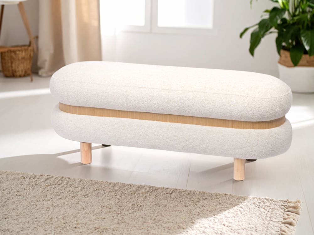 Amadeus Banc design blanc forme ovale avec rangement Blanc 110x41x36cm