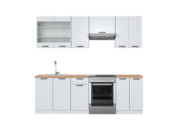 Cuisine Fame-Line 240cm PT Chêne Blanc campagne/Blanc Vicco 42260
