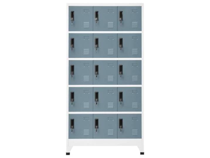 MNCVXAXG Schrank mit Schlüssel, hell- und dunkelgrau, 90 x 40 x 180 cm 15 Türen, Schloss, Lüftungsschlitze, Kennzeichenhalter, robuster Stahl, Schulen, Büros