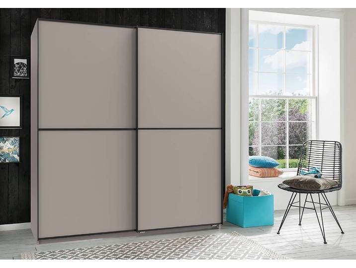 Schwebetürenschrank Ulm 180cm Beige/Saharagrau ohne Spiegeltür/-en