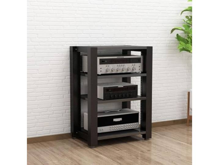 Hifi Rack Stereo-Rack Audio-Rack aus Massivholz und Metall, offenes Gestell 2/3/4/5-stufig mit absorbierenden Füßen, geeignet für Wohnzimmer, Spielzimmer und Schlafzimmer(C,31.5*20*23.6IN)