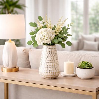 Sagebrook Home Decorative Vase - Gold Metal Textured Tapered Tribal, 11 in.