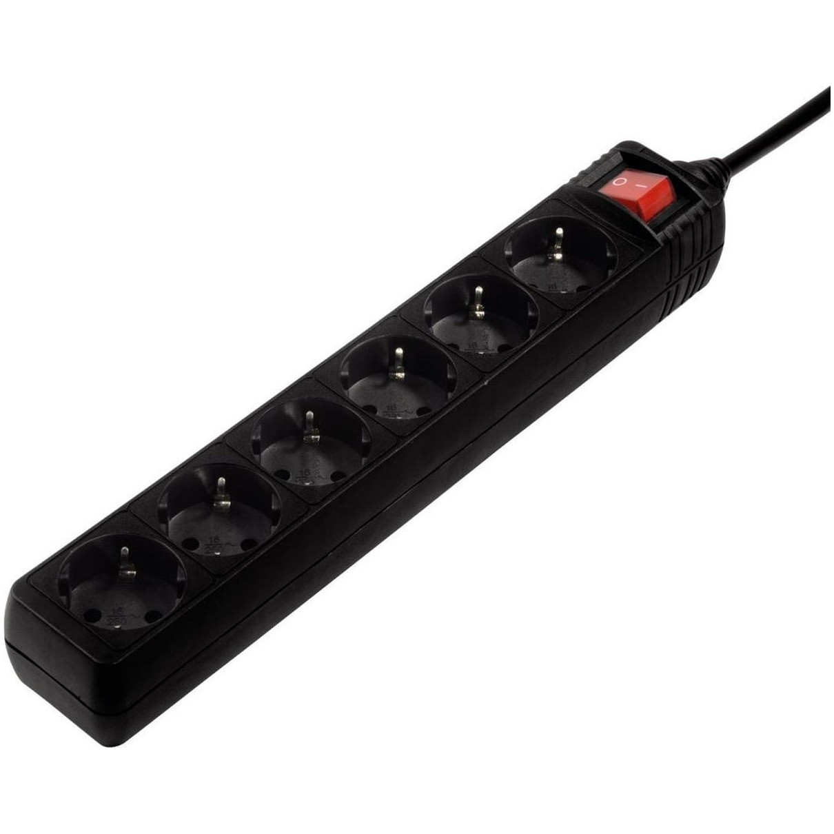 Hama 6-voudige stekkerdoos met schakelaar en 1,4 m kabel, zwart