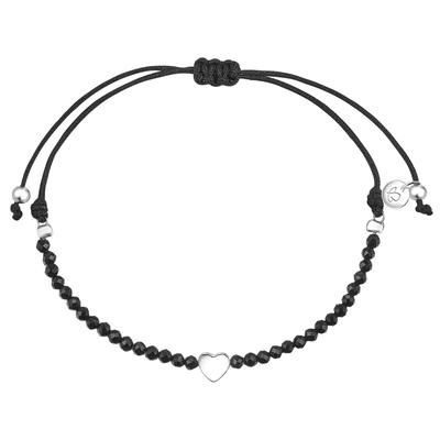 Armband GLANZSTÜCKE MÜNCHEN "A1285", schwarz (silber, schwarz), Armbänder, Damen, Materialmix, Armband, aus Sterling Silber