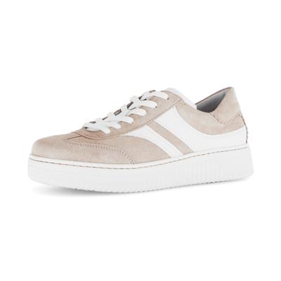 Plateausneaker GABOR "COMO", Damen, Gr. 38, beige, Nappaleder, Veloursleder, Schuhe Plateausneaker, Freizeitschuh, Halbschuh, Schnürschuh in K-Weite (=extraweit)