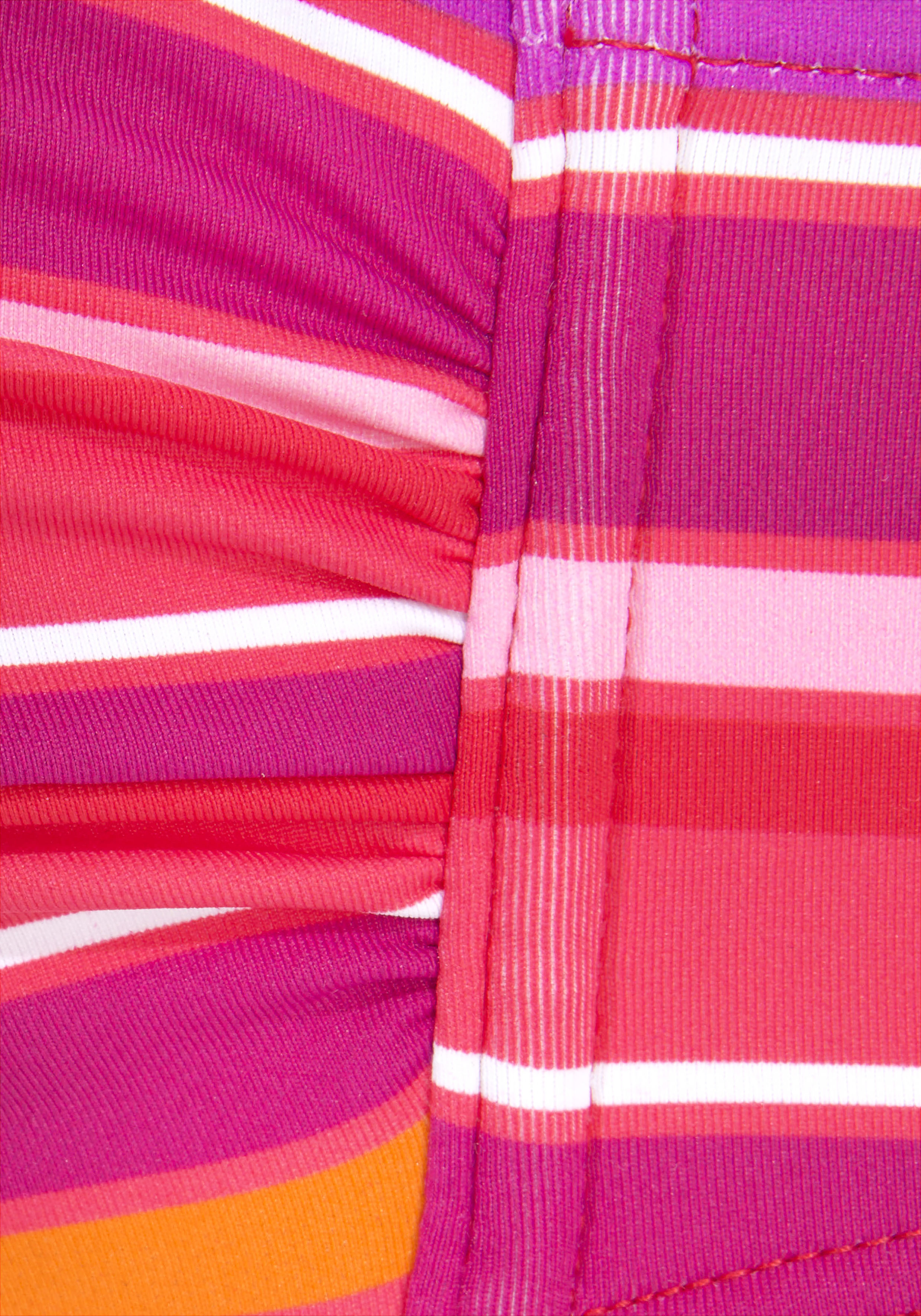 Bügel-Bandeau-Bikini-Top S.OLIVER "Fun", Damen, Gr. 42, Cup D, pink (pink bedruckt), Recycling-Polyamid, gestreift, Bikini-Oberteile Bügel-Bandeau-Bikini-Top, im trendigen Streifen-Design pink bedruckt 42, Cup D