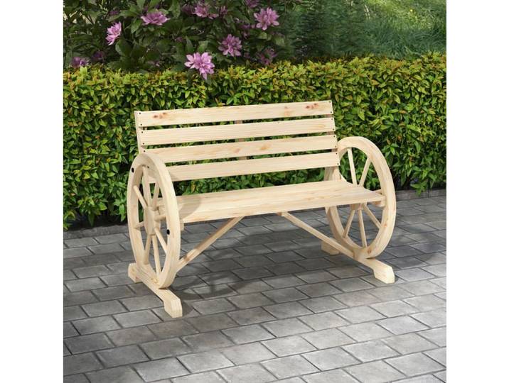 VUENOR banc de jardin 2 places en bois naturel avec dossier et accoudoirs style campagne