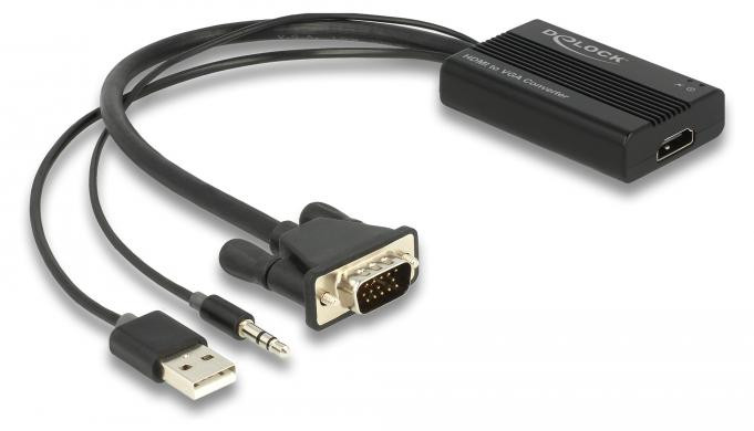 Delock HDMI naar VGA adapter met audio, 25 cm
