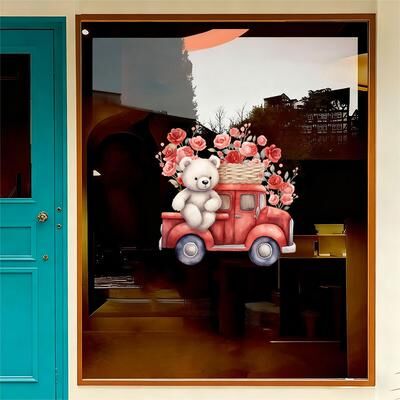 Lush Living Finds Heart Balloon Rose Red Truck Sticker, Cute Bear Truck Window And Door Decoration, Dreamy Room Decor Heart Balloon Rose Red Truck Sticker, Cute Bear Truck Window And Door Decoration, Dreamy Room Decor