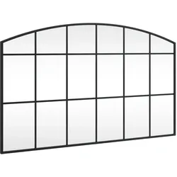 vidaXL Wandspiegel Schwarz 100x60 cm Gewölbt Eisen