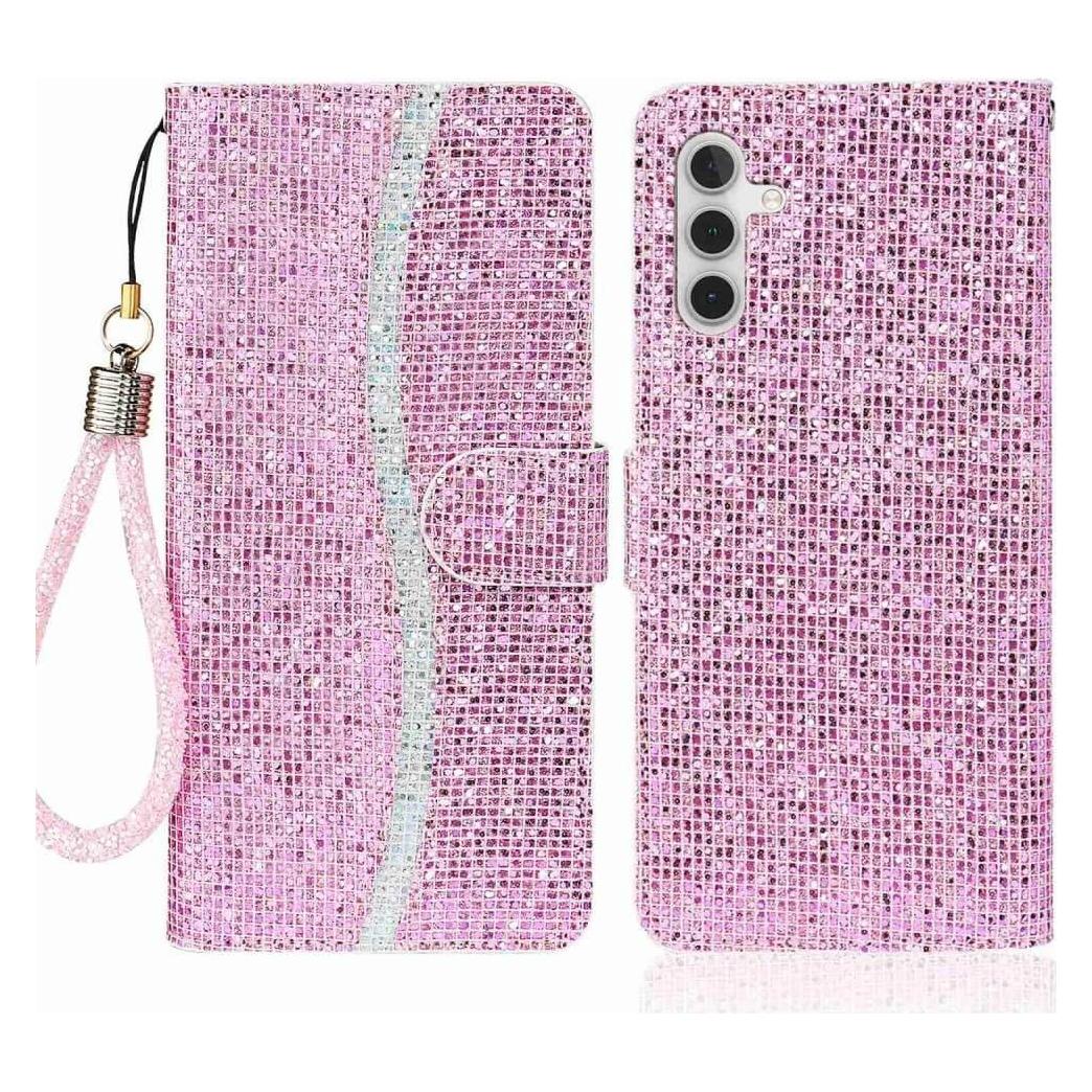 Cover-Discount Galaxy A14 - Glitter Leder Etui rosa (Samsung Galaxy A14) (660117127C)