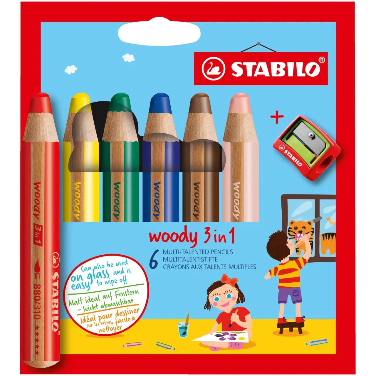 STABILO woody 3 in 1 Malset farbsortiert, 6 St.