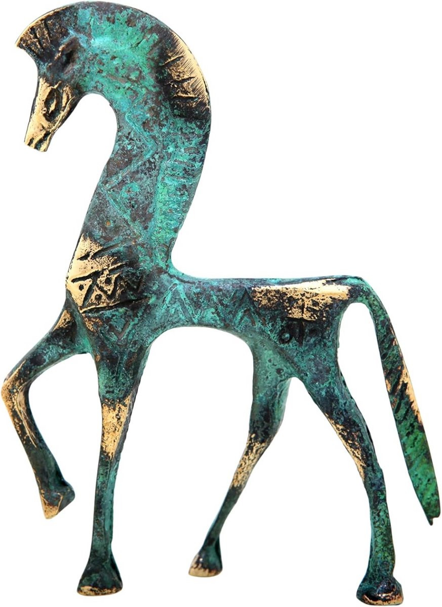 Griekse Bronzen Paard Beeld Replica - Geometrische Tijdperk Sculptuur voor op tafel