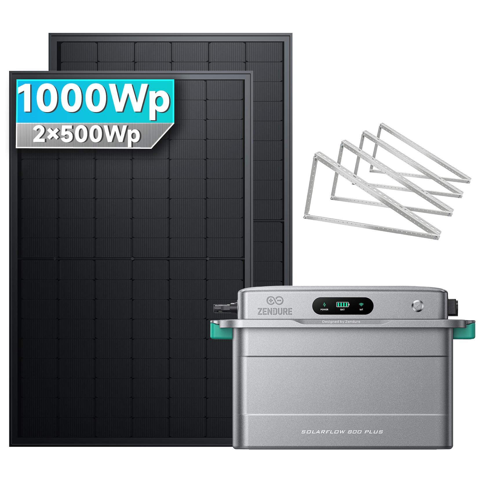 SolarMars® 1000W Balkonkraftwerk mit Speicher, Zendure SolarFlow 800 Plus - Mit Flachdachhalterung