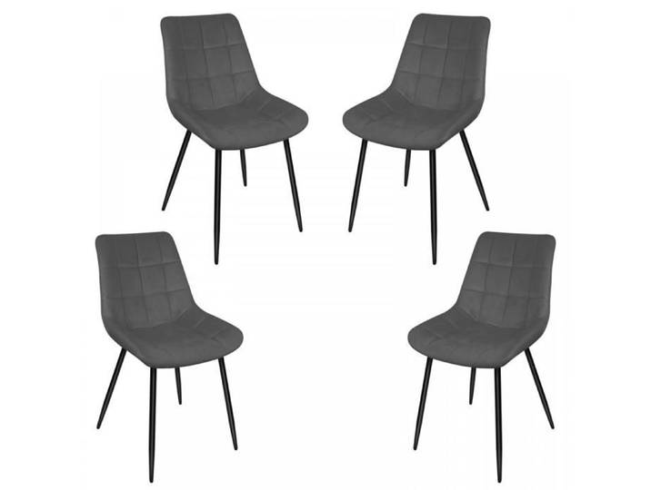 Chaises de Salle à Manger Lot de 4 - Chaise Cuisine avec 12 Grilles Velours Assise et Dossier - Design Scandinave - Gris foncé