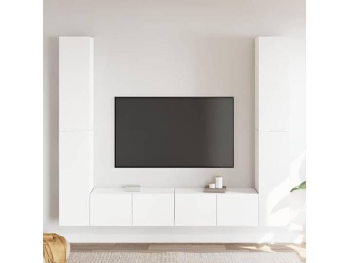 HEFZGDB 6-TLG. TV-Schrank-Set Weiß Holzwerkstoff Wandmontage mit viel Stauraum für Organisation und Aufbewahrung
