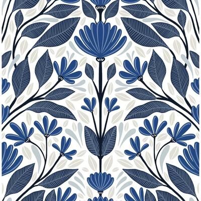 NextWall Folk Floral Peel and Stick Wallpaper