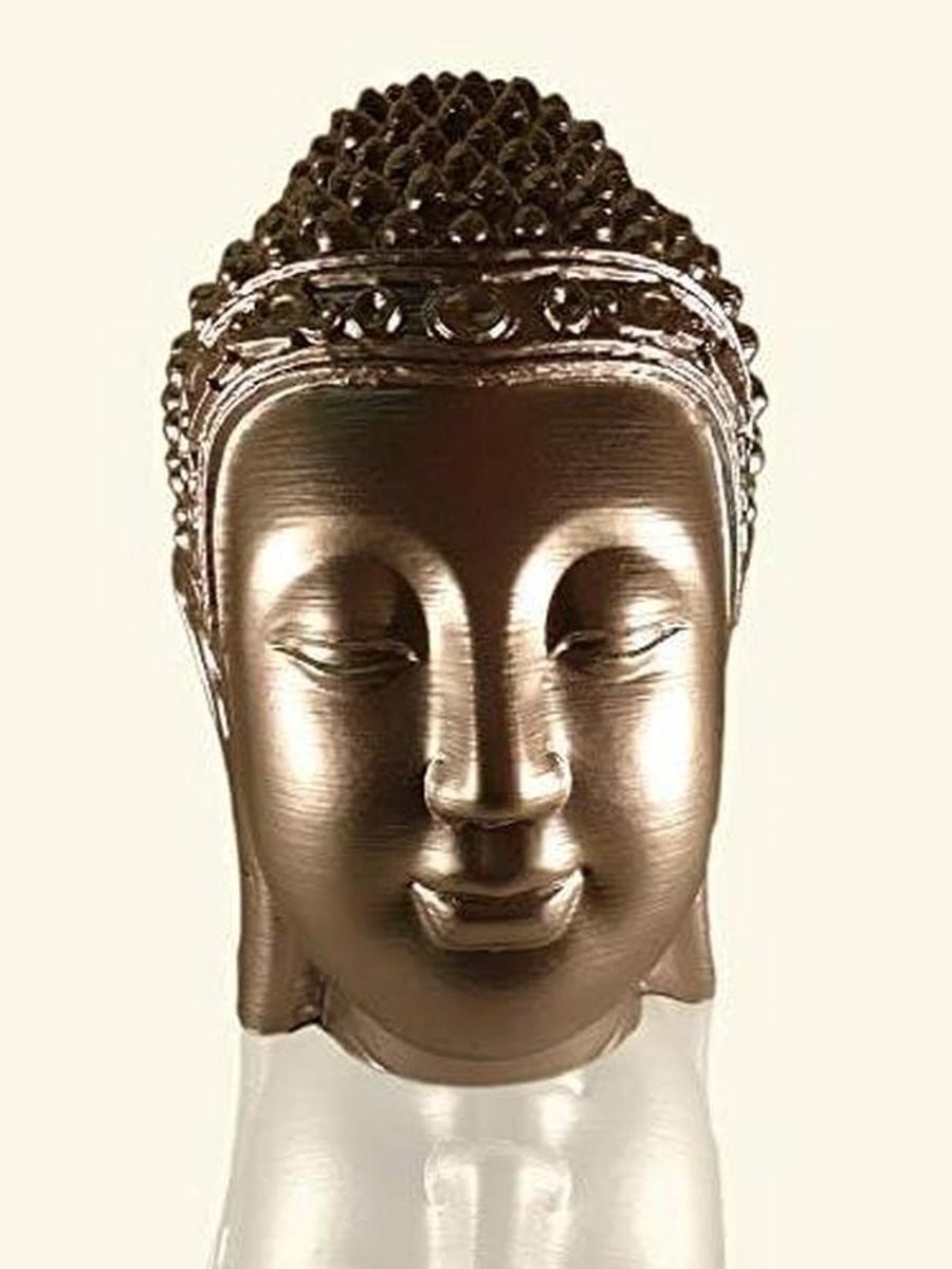 Zilverkleurig Buddha Hoofd Beeld - Zen Decoratie voor op Tafel - Hoogte: 25 cm