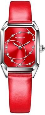 Everyday Crate OCHSTIN Parangon Elegant Leather Quartz Watch silver+red