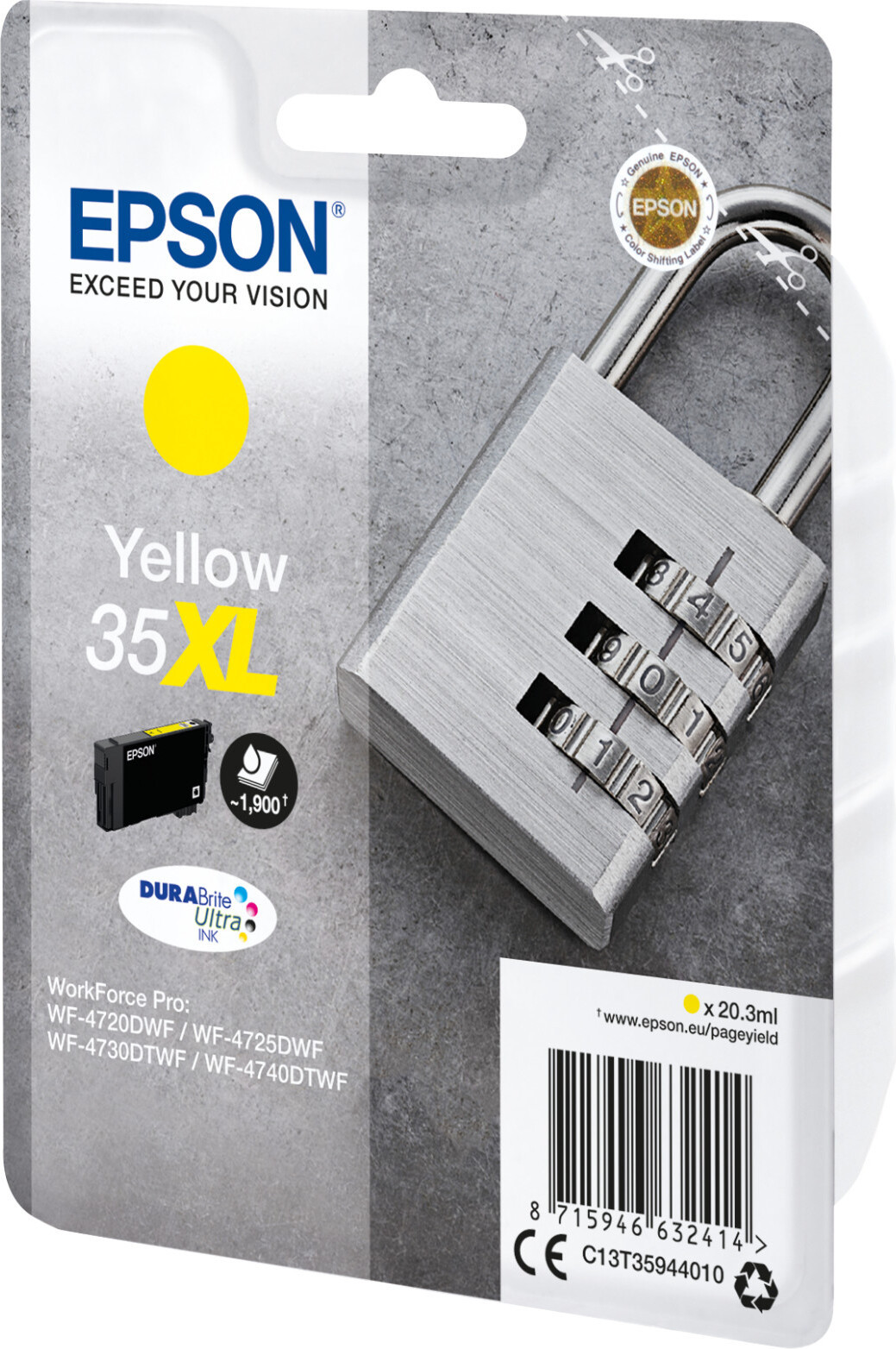 Epson Padlock C13T35944020 Pigmentinkt Geel Hoge opbrengst 20,3 ml