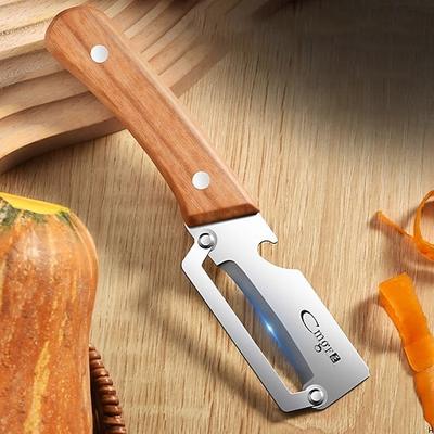 Sparschäler aus Edelstahl mit Holzgriff, langlebiger Obst- und Gemüseschäler für müheloses Schälen und Schneiden, Küchenhelfer für die einfache Zubereitung von Speisen