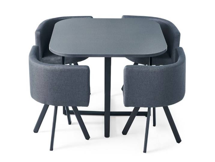 MOSAIKASA Table et chaises Oslo Gris et Tissu Gris