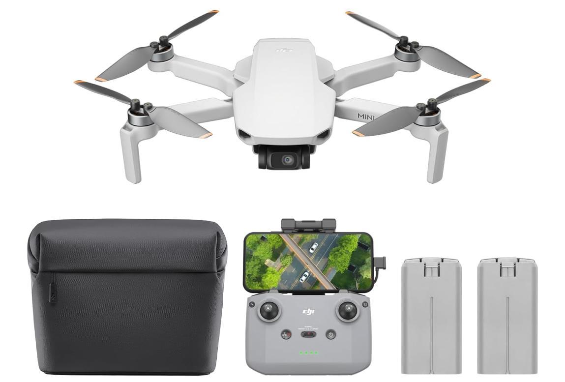 DJI Mini 4K Camera Drohnen Combo mit 4K UHD Kamera für Erwachsene, 3-Achsen-Gimbal-Stabilisierung, 10 km Videoübertragung, Autom. Rückkehr, windstabil