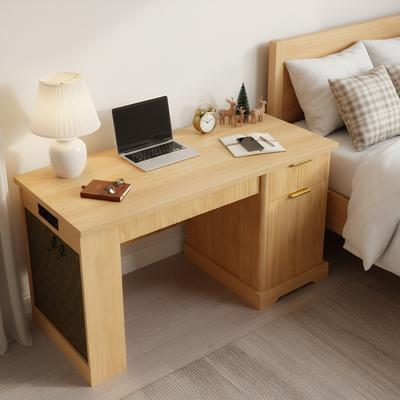 "55"" Modern Power Outlet Office Desk with Cabinet & 2 Drawers"