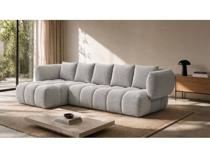 Kaiser Möbel Ecksofa L-Form, Chenillestoff Puente, Beige, Links, SEVIO L