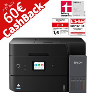Epson Multifunktionsgerät EcoTank ET-4950, 60 Cashback, ADF, Kopierer, Fax,Scanner,Tintenstrahldrucker
