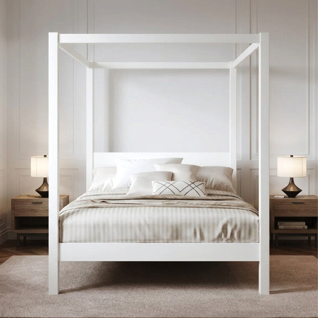 Three Posts Rochester Solid Wood Bed White Kingsize (5')