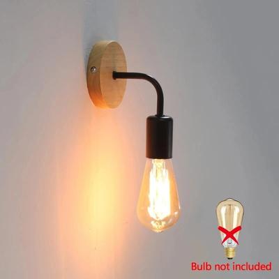 Friendly Fresh Finds Vintage Wood Wall Lamp Retro Sconce For Bedroom Dining Decor black