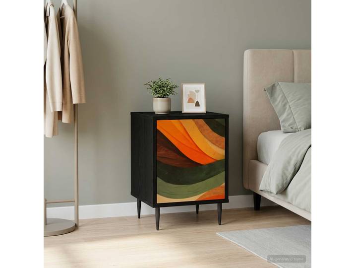 vidaXL Nachttisch BONN Schwarz Eichen-Optik 36 x 33 x 51 cm